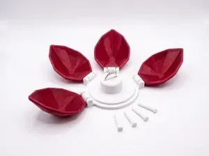 Blooming Gem Ring Box - Four Petals, Bistable, No Catch