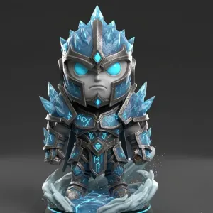 Ice Crystal Warrior Chibi Fantasy Miniature Statue
