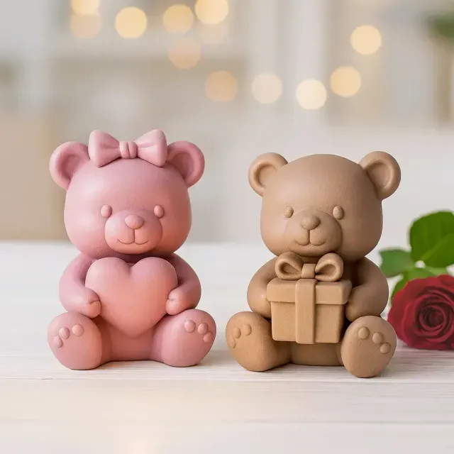 Valentine Teddy Bear Set | 2 pcs Cute Bears with Heart — Image 2 of 9