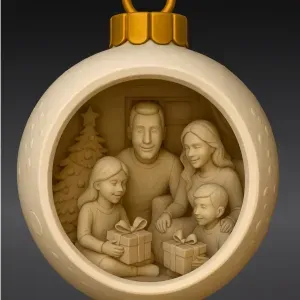 Family Opening Gifts Christmas Ball