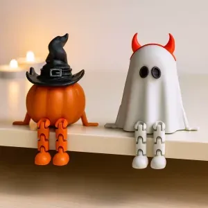 Flexi Halloween Decor | Articulated Pumpkin and Ghost Figure