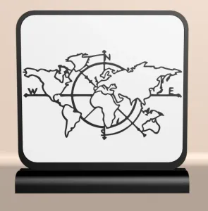 World Map Travel Line Art Decor – 3D Printable Table Decoration