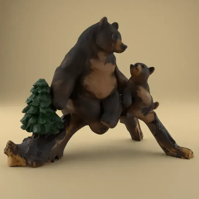 Bear Mom and Baby on Tree STL – Cute 3D Gift for Mother — Фото 6 из 9