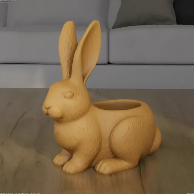 Cute Rabbit Planter Container 3D Print STL Model — Image 7 of 9