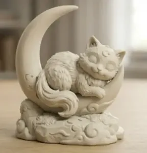 Cat Sleeping on the Moon