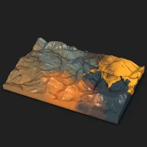 Mountain Ridge Topographic Relief Map – 3D Printable STL