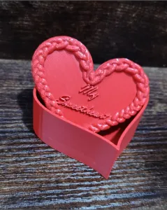 Heart-shaped box with an inscription
