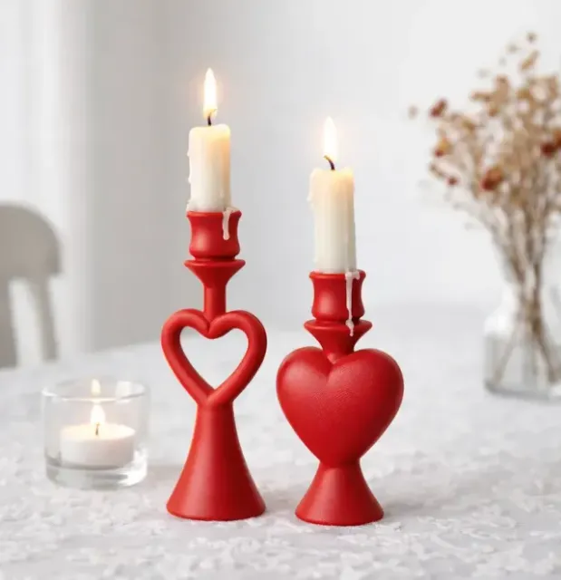 Heart Candlestick Set | Romantic Candle Holder Decoration — Image 7 of 9
