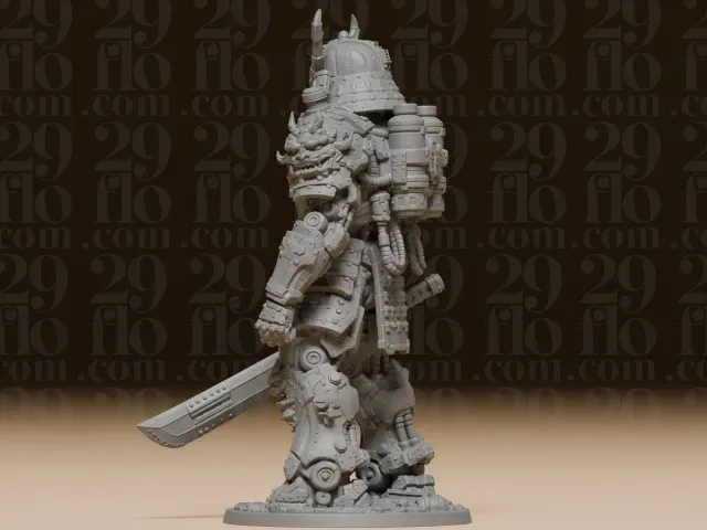#188 Cyberpunk Mecha Samurai Statue - Futuristic Warrior — Фото 4 из 5