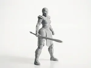 Armored Female Warrior Figurine 3D Printable