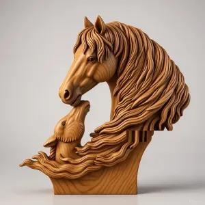 Horse bust, statuette, bas-relief