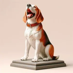 3394 Color 3D Model of Laughing Beagle Dog on Pedestal STL