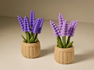 Knitted Lavender & Hydrangea Ornament | Threaded Assembly | Support-Free & Easy to Print
