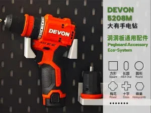 Universal Pegboard Accessories—Devon5208M Drill + 3 Adapter Bits Storage