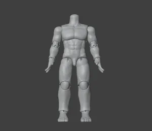 BJD short, chubby, muscular male base body, articulated doll