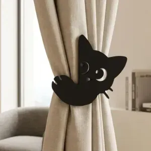 Cat curtain holder