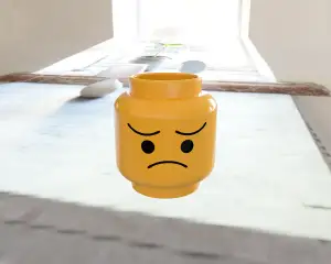 Pencil case Minifigure Head with happy/sad faces standalone