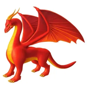 Red Fire Dragon Fantasy Statue STL