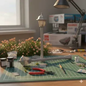 Outdoor street lamp post - diorama model
