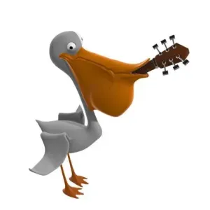 Cartoon Pelican Playing Guitar 3D Model STL Printable