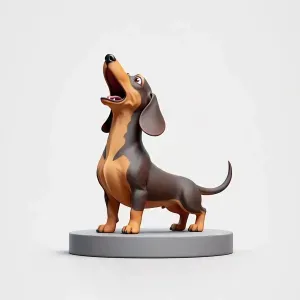 3909 Laughing Dachshund 3D-Printed Ivory-Style Statue STL
