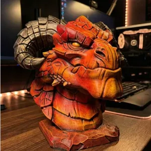 Magma Dragon Bust | Hellish Dragon Statue | Fantasy Monster
