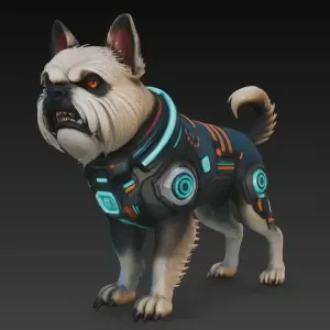 angry dog ​​cyberpunk