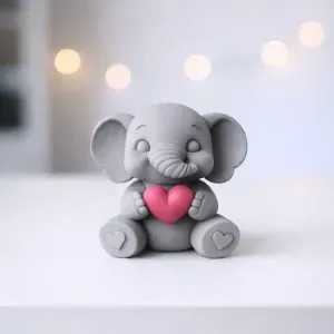 Elephant Figure Holding Heart
