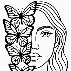 Woman with butterflies Wall Art