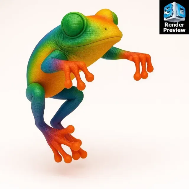 Rainbow Chameleon Drinking Juice – 3D Render Preview — Фото 2 из 3