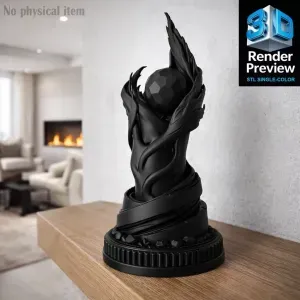 Abstract Organic Sculpture with Sphere – Single-Color STL