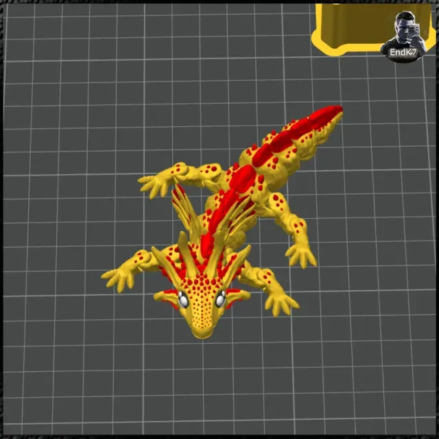 Dragon Axolotl V2 Keychain - Multicolor - Print in Place — Фото 3 из 9