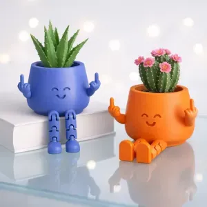 Flexi Middle Finger Planter | Articulated Smiley Plant Pot