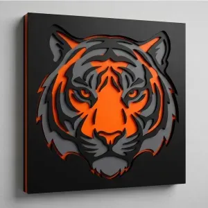 Layered Tiger Face Tri-Color Wall Art