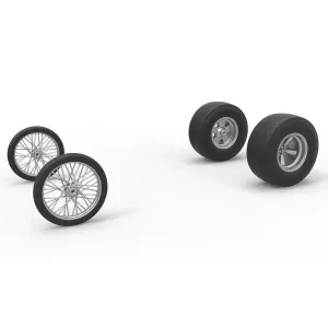 Wheel set of Vintage Front engine dragster V4 Scale 1:25