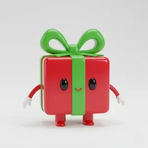 Cute Christmas Gift Box Character – Festive 3D Printable Fig
