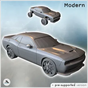 Modern Dodge Challenger car with central air intake