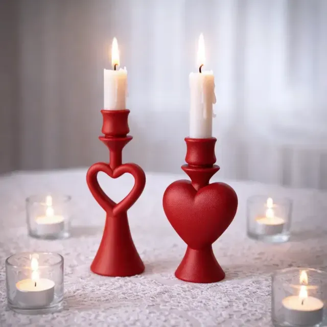 Heart Candlestick Set | Romantic Candle Holder Decoration — Image 5 of 9