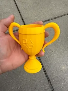 Playstation trophy on a pedestal