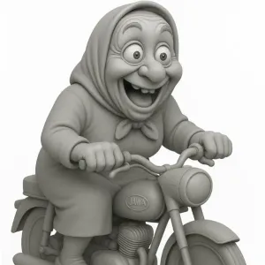 Grandma on a motorcycle