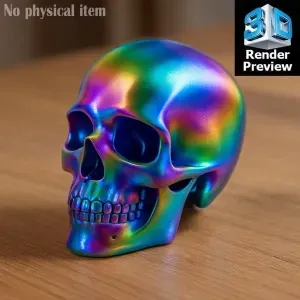 Rainbow Metallic Skull STL | 3D Print File