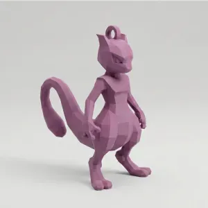 Low Poly Mewtwo Keychain | #07