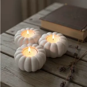Autumnal pumpkin tealight holder for 3 tealights