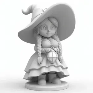 Enchanted Little Witch – Cute Lantern Fantasy Figurine