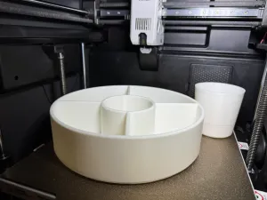 bowl for peanuts and cup for salty sticks