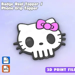 Badge Reel Topper Flat Back HELLO KITTY SKULL