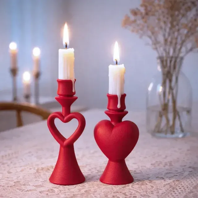 Heart Candlestick Set | Romantic Candle Holder Decoration — Image 2 of 9