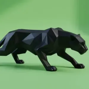 Low-poly Black Panther Prowling Figurine