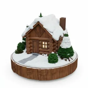 Diorama Log Cabin de Inverno - Decoração  Natal
