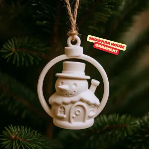 SNOWMAN HOUSE ORNAMENT / CHRISTMAS DECOR